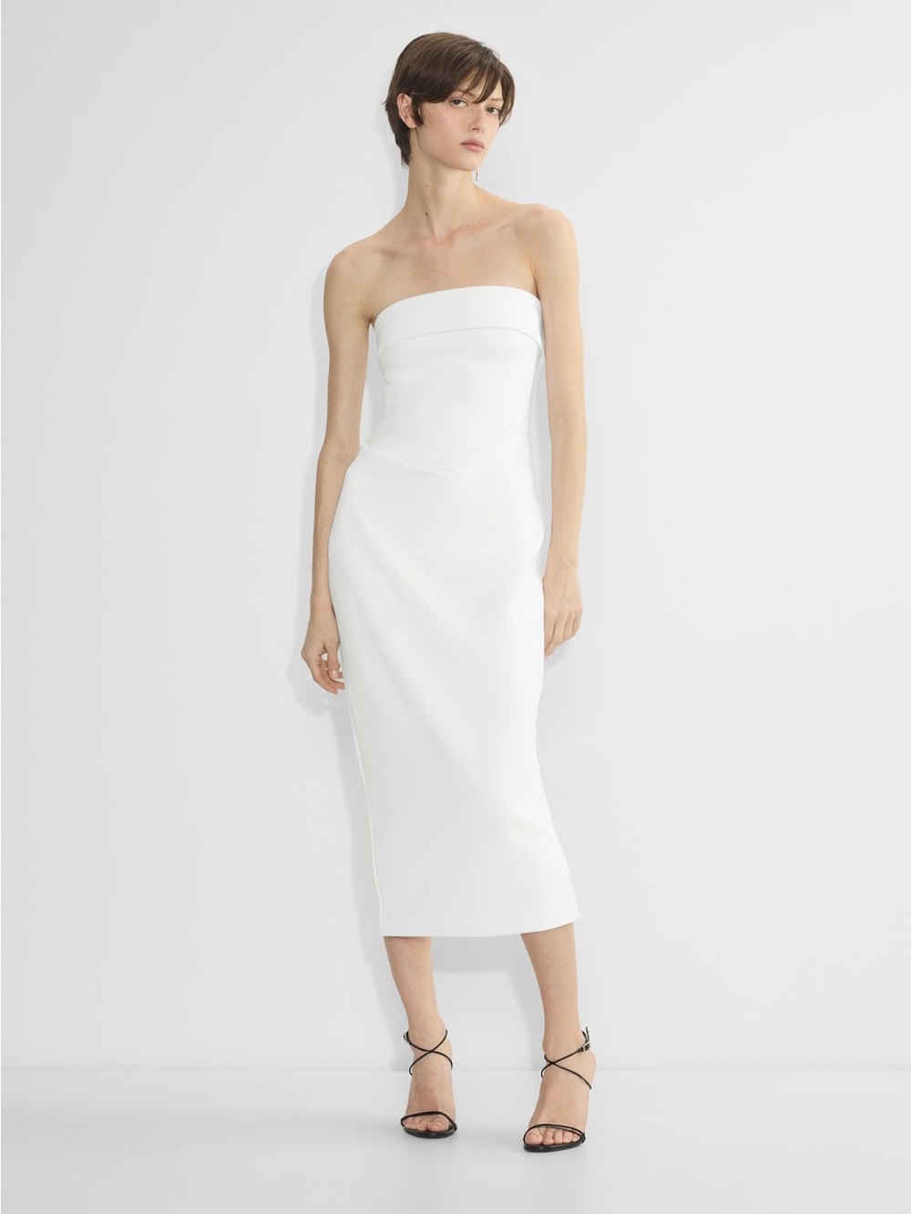 Aritzia Babaton FigureKnit Eyecatcher Midi Dress bright white size small NWT